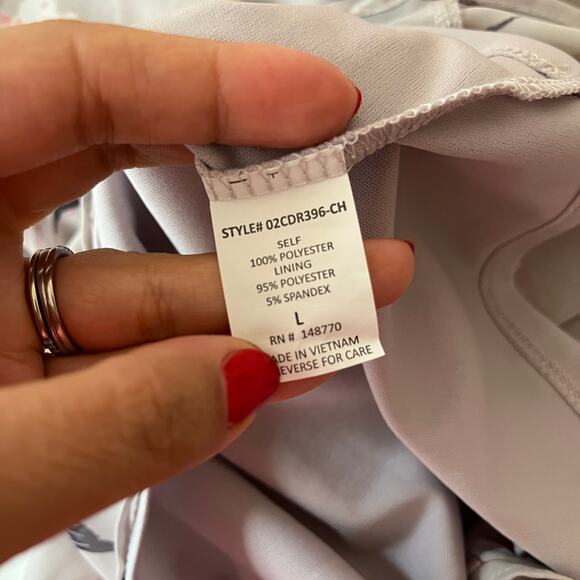 Sienna Sky Floral Dress Large V Neck Blouson Mini Gray Flutter Sleeve Women NWT - Picture 5 of 7